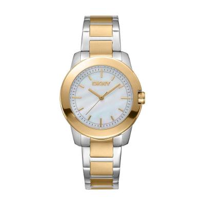 Relógio Feminino Park Ave Analógico Aço Inox Bicolor Madrepérola Dourado Donna Karan
