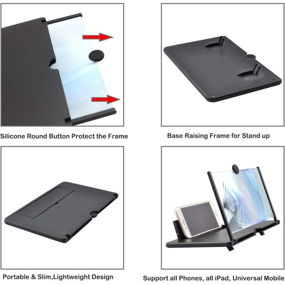Lupa De Tela De 12 Polegadas Para Celular, Ampliador De Tela Gelar, Lupa 3d Para Celular Preto G - 6