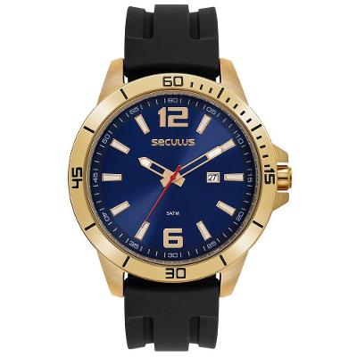 Relógio Masculino Calendário Azul Analógico com Pulseira Silicone Azul Séculus