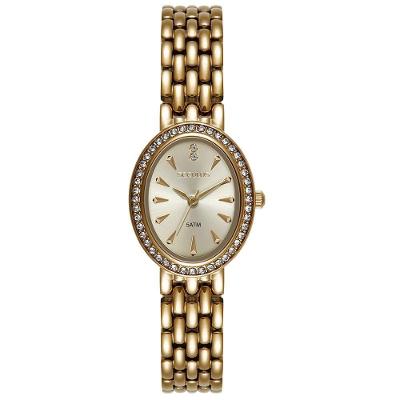 Relógio Feminino Oval com Cristais Analógico Aço Inox Dourado Séculus
