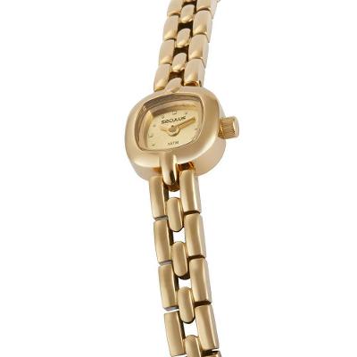 Relógio Feminino Quadrado Clássico Analógico em Aço Inox Dourado Séculus