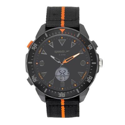 Relógio Masculino Anadigi Esportivo em Nylon Laranja e Preto Speedo 5CM