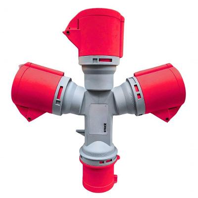 Tomada Industrial Múltipla N45086 16A 3P+N+T 380-440V IP44 Vermelho Steck