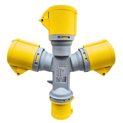 Tomada Industrial Múltipla N43284 32A 2P+T 100-130V IP44 Amarelo Steck