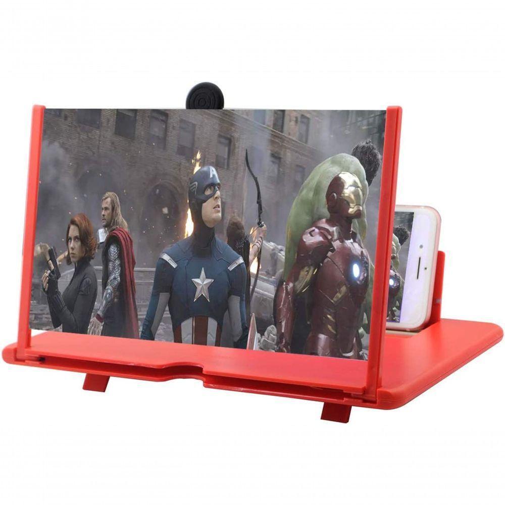 Lupa De Tela De 12 Polegadas, 3d Hd Para Celular, Ampliar Vermelho - 2