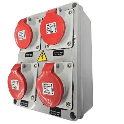 Quadro de Sobrepor N4046 com 4 Tomadas 16A 3P+T 380-440V IP44 Cinza Steck