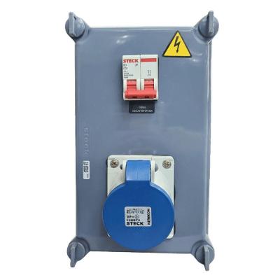 Quadro de Sobrepor com Tomada e Disjuntor S310105 IP40 Cinza Steck 32A 200-250V