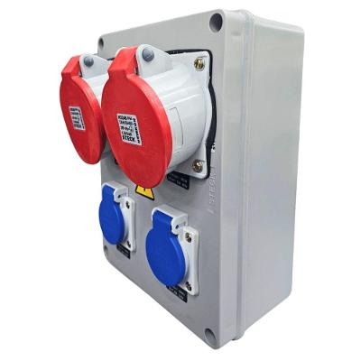 Quadro de Sobrepor com Tomadas S231135 2 Industriais 32A 3P+T+N 380-440V e 2 Padrão 20A 2P+T 250V