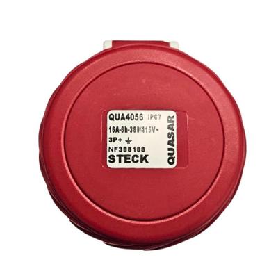 Plugue Industrial QUA4056 3P+T 16A 380-415V IP67 6H Vermelho Alta Confiabilidade Steck
