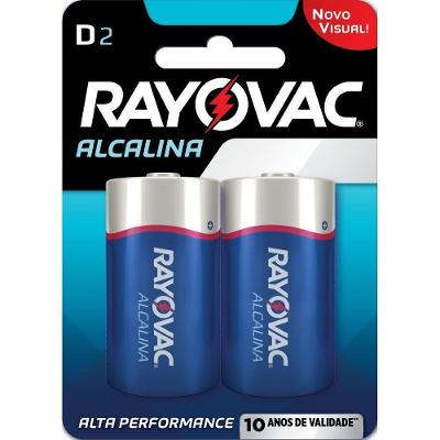 Pilha Alcalina D Grande com Alto Consumo 2 Unidades Rayovac LR20