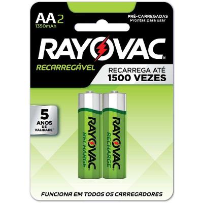 Pilha Recarregável AA 1.2V 1400MAH 2 Unidades Modelo 55802 Rayovac