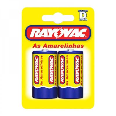 Pilha Rayovac D Grande Amarelinhas Zinco Baixo Consumo 2 Unidades