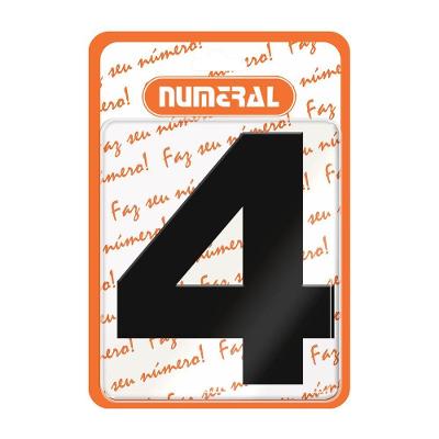 Placa ACM N graus  4 para Identificacao de Endereco em Aluminio Preto Bivolt Numeral