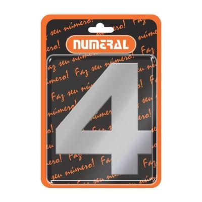 Placa Acm Aço Escovado N graus  4 para Identificação Bivolt Aço Numeral