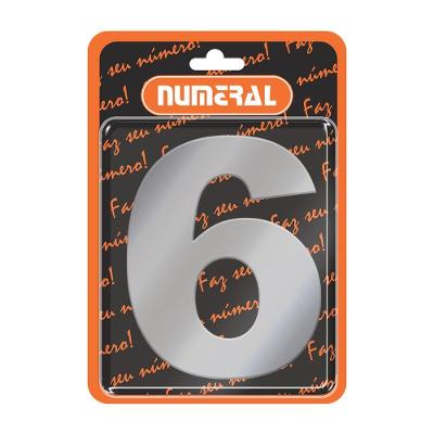 Placa Acm Aço Escovado N graus  6 com Acabamento Premium 6 Numeral