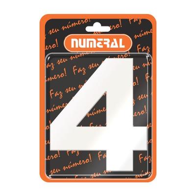 Placa ACM N graus  4 para Identificacao Residencial em Alumínio Branco Numeral