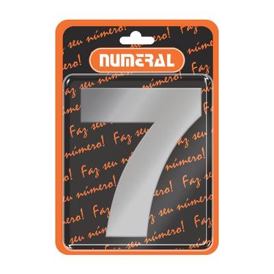 Placa Numeral Acm N graus  7 para Identificacao Acabamento Aco Escovado Cinza Numeral Bivolt