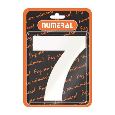 Placa N graus  7 para Identificacao Residencial Alumínio Branco Numeral