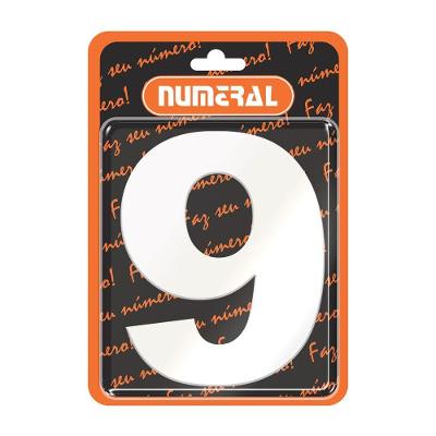 Placa Acm N graus  9 para Identificacao em Alumínio Branco Bivolt Numeral