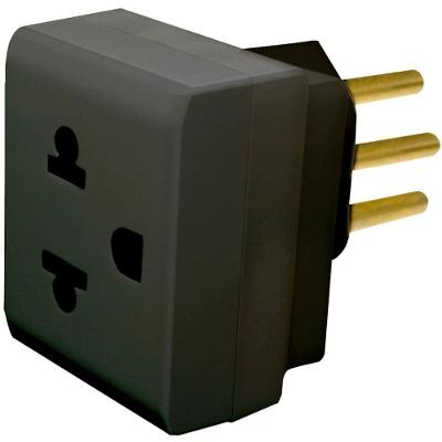 Plugue Adaptador 690661 2P+T 10A Tee com Pinos Cilíndricos Preto Pial