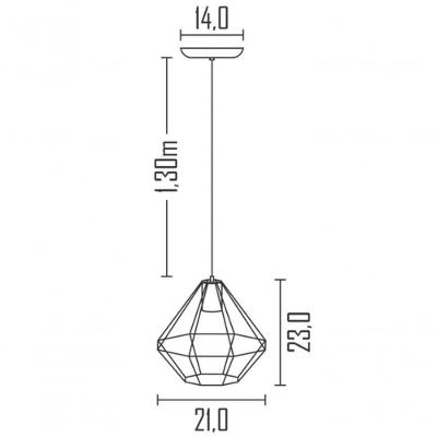 Pendente Aramado Diamante Ref.388 Design Alumínio Preto Airoluz 21CM