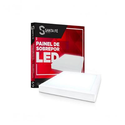Plafon LED Quadrado Sobrepor 191 Iluminação 36W 3000K Branco Santa Fé Macas 40CM
