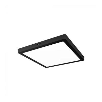 Plafon LED Quadrado Sobrepor 326 Iluminação Ambiente Design Discreto Preto Santa Fé Macas 24W
