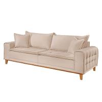 Sofá Fixo Orfeu 3 Lugares Luxo 200cm Castellar Móbile Bege Claro - 2