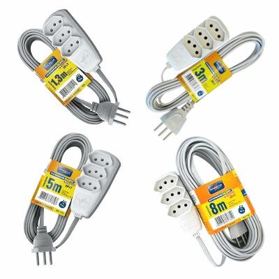 Extensão 2P+T Sort Cabo PP Plano com 3 Tomadas Branco Daneva DN1791 1,3 METROS