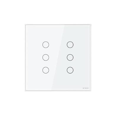 Interruptor Touch Smarteck com Wi-Fi e Comando de Voz Branco Steck 6 MODULOS