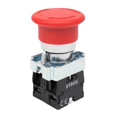 Botão de Retenção SLMFN1R4 Gira-Destrava Formato Cogumelo Vermelho Steck