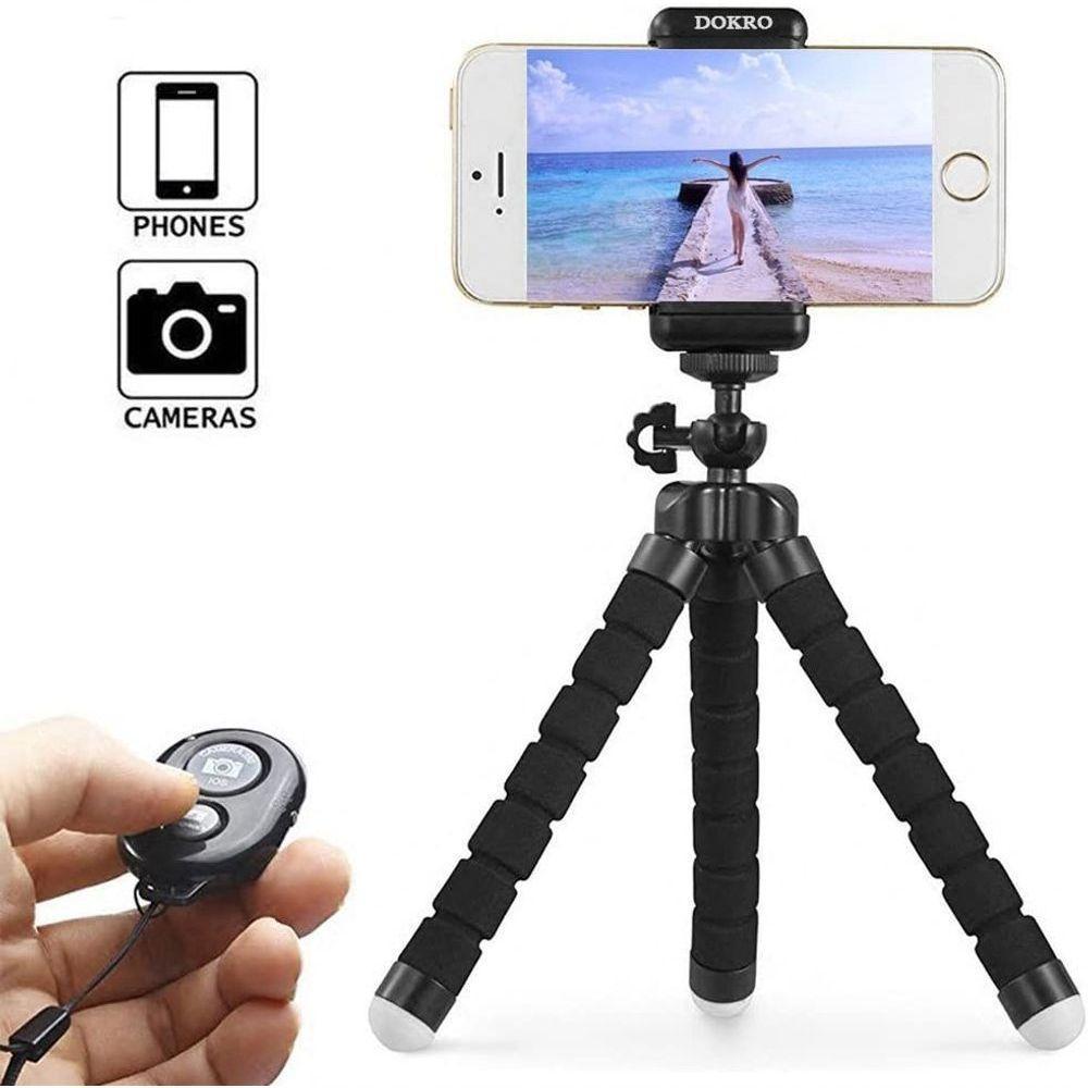 Novo Tripé Flexível Articulado Suporte Celular Selfie (Preto/Vermelho/Azul Tripe C/ Controle - 1