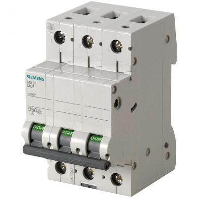 Disjuntor Tripolar 5SL3 Curva C 25A com Proteção Contra Curto-Circuito Siemens 25A