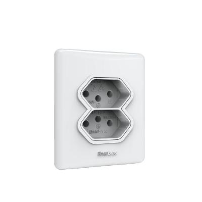 Conjunto de Tomadas 327-EN 2 Saidas 10A 2P+T Bivolt Branco Linha e Enerbras