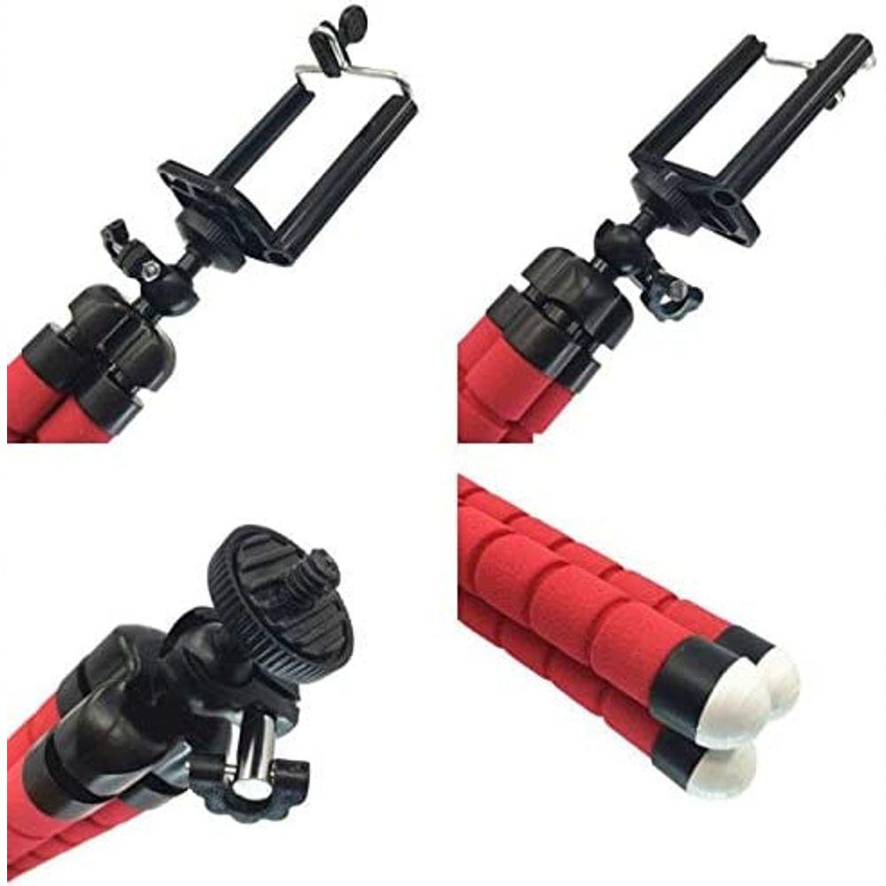 Mini Tripé Flexível Portátil C/suporte Adaptador Celular Tripe - Azul - 4