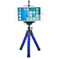 Mini Tripé Flexível Portátil C/suporte Adaptador Celular Tripe - Azul - 1