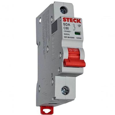 Disjuntor Monopolar SDA 10KA 50A Curva C Bivolt Steck SDA61C50