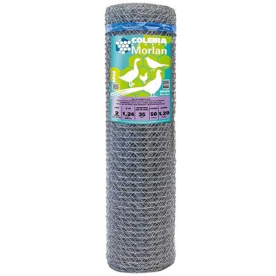 Tela Galinheiro 2 18x1,20 com Malha Coleira Galvanizada Branco Morlan