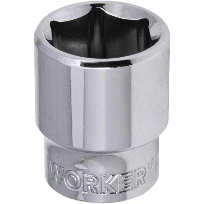 Soquete Worker Modelo Sextavado Encaixe 1-4 14mm com Acabamento Cromado Aço Especial Bivolt
