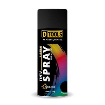 Spray Acrílico Uso Geral Preto Brilho com Secagem Rápida Dtools 350ML