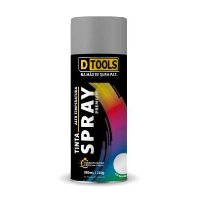 Spray Premium Alta Temperatura Alumínio com Tinta Acrílica em Aerossol Prata Dtools 350ML