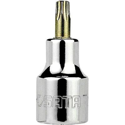 Soquete Torx Bit T50 com Encaixe 1-2 em Aco S2 Cromado e Polido para Protecao das Ferramentas Sata