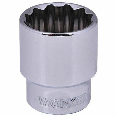 Soquete Estriado Worker Encaixe 1-2 27mm com Acabamento Cromado e Torque de 570 N.m
