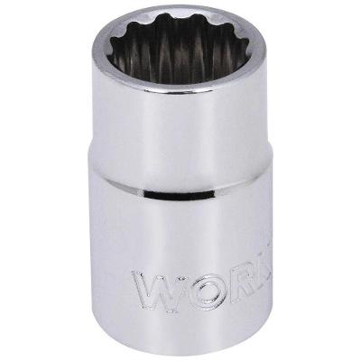 Soquete Estriado Worker Encaixe 3-8 12mm com Acabamento Cromado em Aço Cromo Vanádio