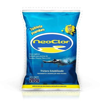 Tratamento de Piscinas Tablete Premium com Cloração Contínua 90% Cloro Ativo Branco Neoclor 200G