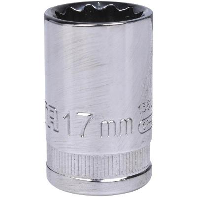 Soquete Estriado de 1-2 Encaixe 1-2 17mm Aço Vanadium com Acabamento Niquelado e Cromado Sata