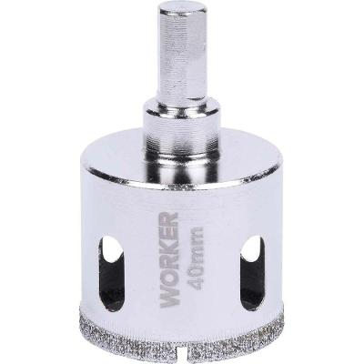 Serra Copo Diamantada Triangular 40mm Worker com Corpo em Aço Carbono e Ponta de Diamante 40MM