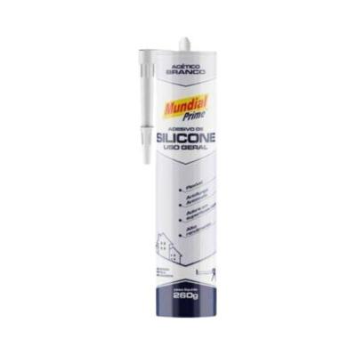 Silicone Branco Alta Aderencia para Vedacao e Colagem Uso Profissional Mundial Prime 260g