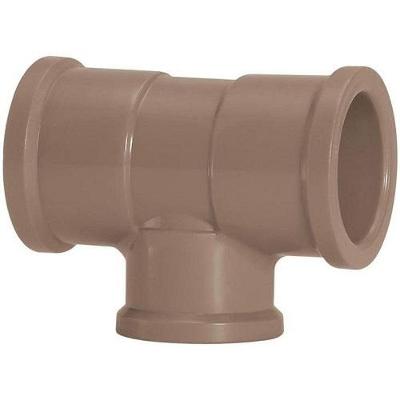 Tee Redução 25x20mm PVC com Bolsa Soldável Solda com Adesivo Elástico Plastubos