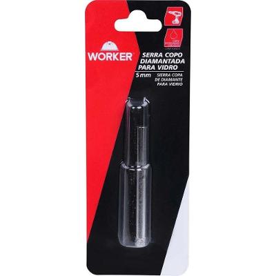 Serra Copo Diamantada para Vidro 5mm Corte Preciso Aço Carbono e Diamante Sintético Worker 5MM